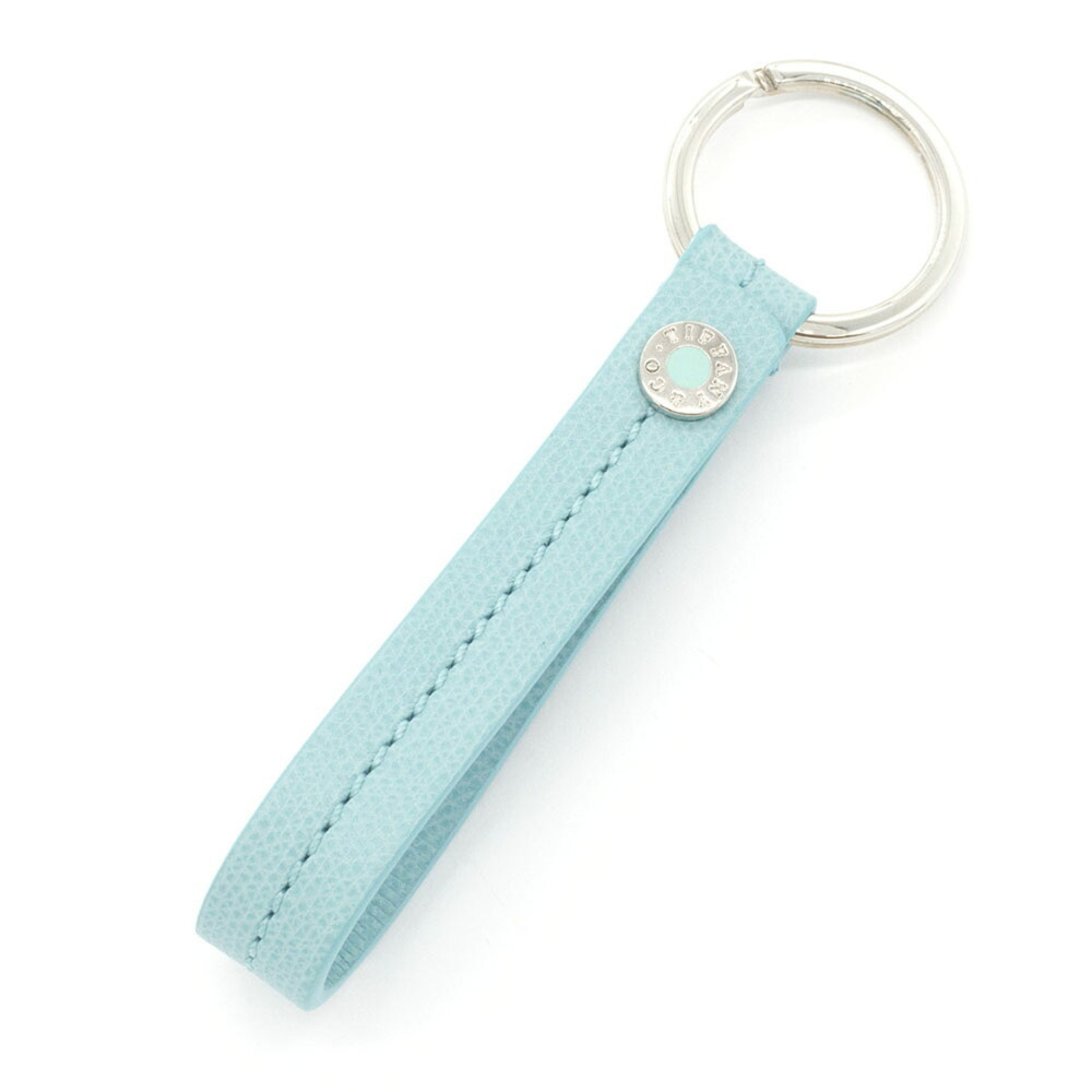 Tiffany & Co. Keyring 37080993 Blue Leather Metal Keychain Key Holder for Men...
